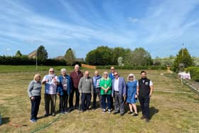 Representatives of Melton Indoor Bowls Club, Melton Learning Hub and Melton Mencap on the old bowls greens where a new woodland leisure facility is planned
