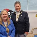 Mayor of Charnwood Julie Bradshaw (left) reopens Queniborough's community swimming pool
