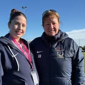 Founder Sharon Reason (right) and first team player Jordan Reek pictured at a training session