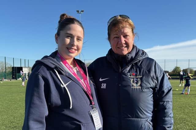 Founder Sharon Reason (right) and first team player Jordan Reek pictured at a training session