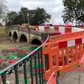 The damaged Lady Wilton Bridge on the A607 Leicester Road in Melton