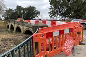The damaged Lady Wilton Bridge on the A607 Leicester Road in Melton