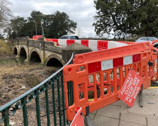 The damaged Lady Wilton Bridge on the A607 Leicester Road in Melton