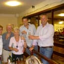 The late Pat Skelton pictured (centre) celebrating her golden wedding anniversary with family members