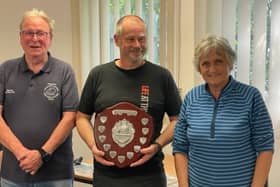 John Buckingham Memorial Race winner Stuart Smith with Helen Buckingham and LRYSA’s Colin Magee. Photo: LRYSA