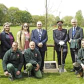 Lord Lieutenant of Leicestershire, Mike Kapur, with representatives of Melton Mowbray Town Estate at the planting of the Coronation oak tree in Egerton Park