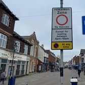 A sign on Nottingham Street stating loading times for Melton Mowbray town centre - this will be changed next week to 3pm-10am