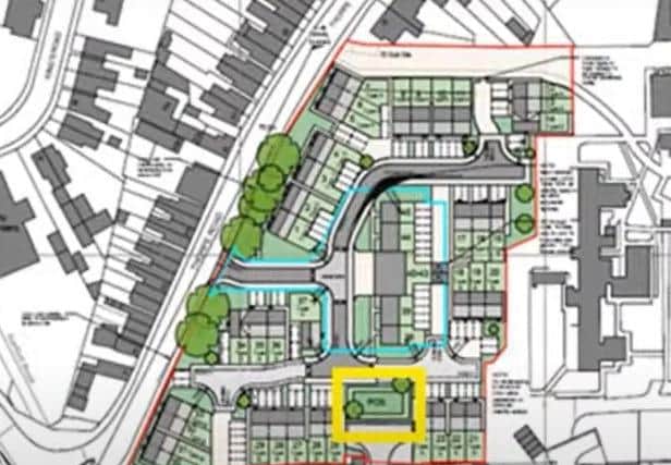The yellow boxed area shows the open space area where the vagrant cell will be located