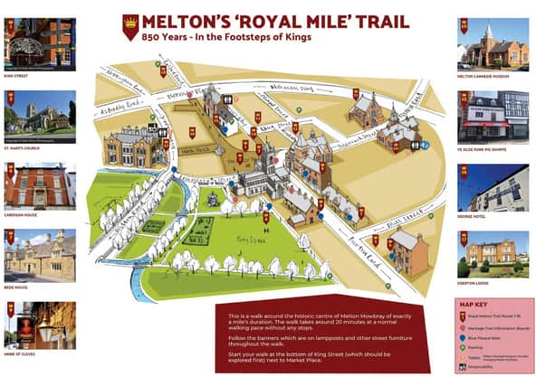 Content in the new brochures showcasing the Royal Mile Trail around historic Melton Mowbray