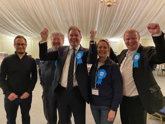 Edward Argar celebrating with supporters