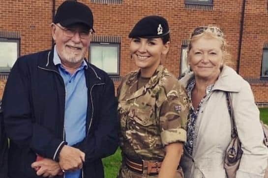 Sgt Paige Eagle pictured with her grandparents IMAGE Crown Copyright 2025