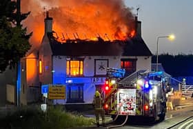 The blaze takes hold in the early hours at the Tap and Run pub at Upper Broughton