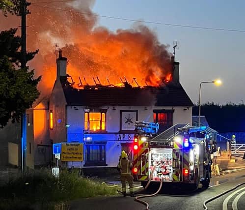 The blaze takes hold in the early hours at the Tap and Run pub at Upper Broughton
