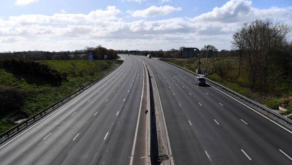 The empty M6 motorway from junction 18, near Middlewich, north west England, as life in Britain continues during the nationwide lockdown to combat the novel coronavirus pandemic (Photo: PAUL ELLIS/AFP via Getty Images)