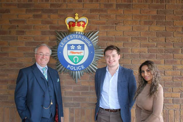 Leicester, Leicestershire and Rutland Police and Crime Commissioner Rupert Matthews with his two newly-appointed Deputies, Oliver Bryan and Neetu Squire