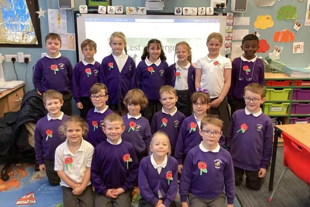 Pupils at Ab Kettleby Primary School hold a Remembrance activity
