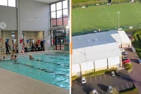 The main pool at Waterfield Leisure Centre (left) and an aerial view of Melton Sports Village (Mark@AerialView360)