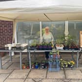 Sheila Sulley on the stall in her garden for the St John's Church fundraiser