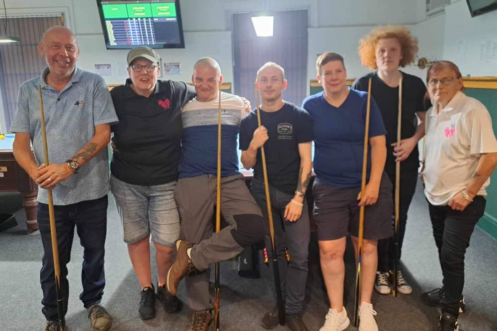 Some of the players who took part in the pool marathon at Jackson's Lounge, in Melton