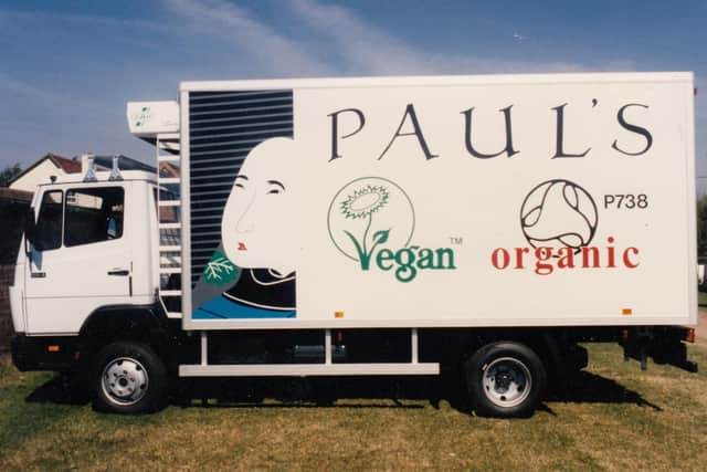 A delivery truck used by staff at Paul's Organics
