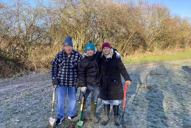 Members of Welly's Work Place who helped plant 500 trees for Melton's new community woodland at Kirby Fields