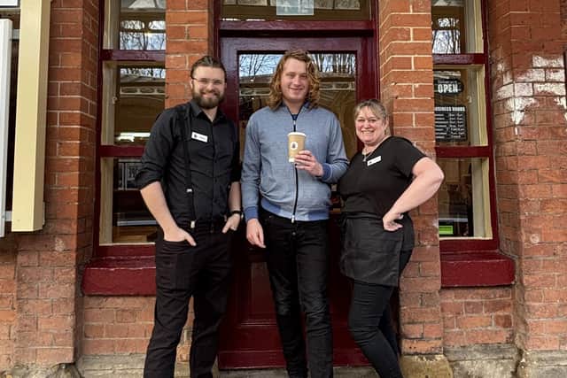Cormac Boylan (centre) with Steam & Bean owners, Robbie and Caroline Stephens