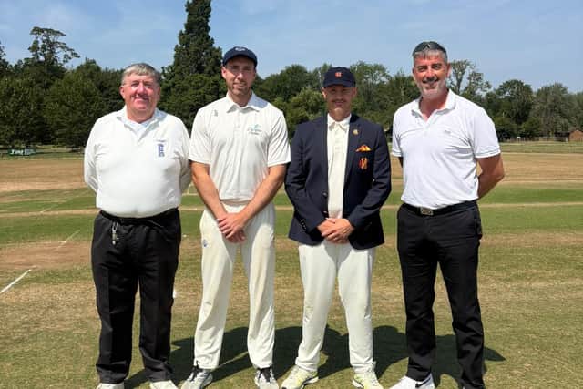 The captains and umpires pre-match.