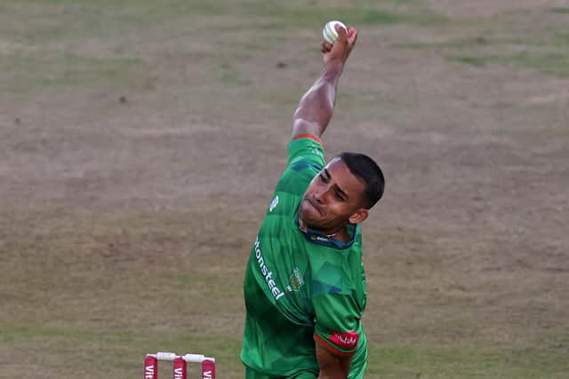 Ben Mike bowls during the Vitality T20 Blast match between Nottinghamshire Outlaws and Leicestershire Foxes at Trent Bridge. (Photo by David Rogers/Getty Images)