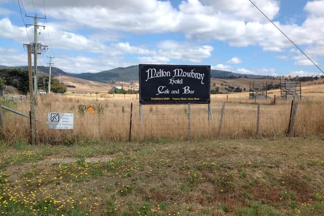 The remote dusty settlement of Melton Mowbray in Tasmania