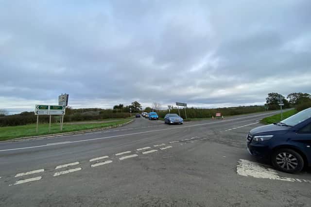 Traffic being diverted at the Whissendine junction on the A606 this afternoon with the road closure sign to the right
