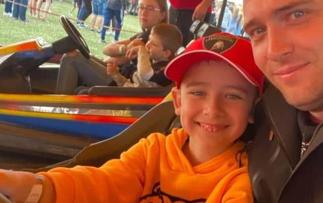 Lucas Posey-Bottomley with his dad, Jamie
