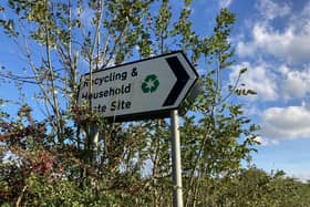 A sign directing residents to the Somerby household waste and recycling site
