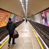 Few commuters wait on the platform during the rush hour at Clapham Common in London (Photo: JUSTIN TALLIS/AFP via Getty Images)
