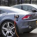 An electric car being charged