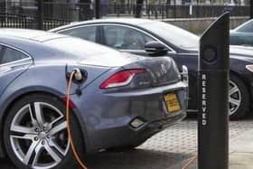 An electric car being charged