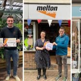 MP Alicia Kearns presents certificates to finalists in last year's Independent Shop Awards, from left,  overall winner, Gates Garden Centre, plus Melton Sports and Foxy Lots