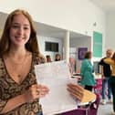 Celine Dobie at MV16 with her A-level results this morning