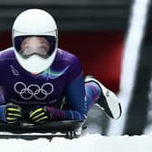 CORTINA D'AMPEZZO, ITALY - FEBRUARY 14: Amelia Coltman of Team Great Britain reacts after competing during Women's Skeleton Heat Four on day eight of the Milano Cortina 2026 Winter Olympic games at Cortina Sliding Centre on February 14, 2026 in Cortina d'Ampezzo, Italy. (Photo by Mattia Ozbot/Getty Images)