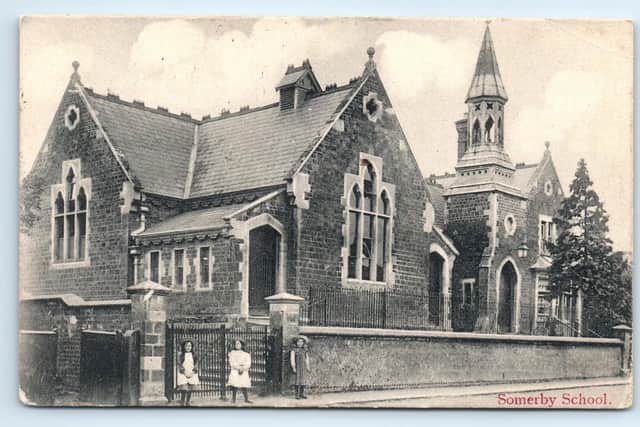 A photo of Somerby School and its bell tower from the turn of the last century