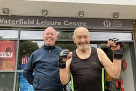 90-year-old fitness fanatic Derrick Draper with Chris Shilham, who takes the body pump sessions at Waterfield Leisure Centre in Melton