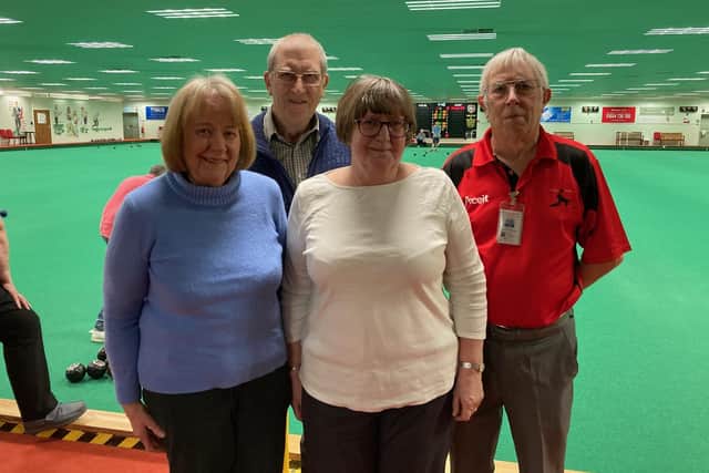 From left, Melton Indoor Bowls Club members Sue Fleckney, Mick Rawle, Carol Pick and Dave Pick