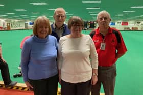 From left, Melton Indoor Bowls Club members Sue Fleckney, Mick Rawle, Carol Pick and Dave Pick