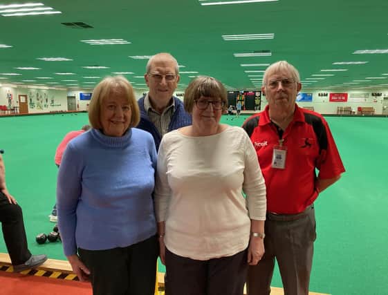 From left, Melton Indoor Bowls Club members Sue Fleckney, Mick Rawle, Carol Pick and Dave Pick