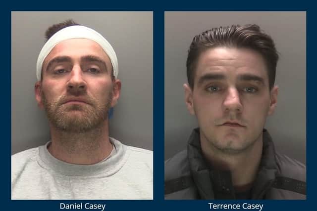 Burglars Daniel Casey (left) and brother Terence, who have been jailed for a combined total of more than 12 years