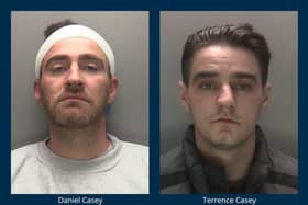 Burglars Daniel Casey (left) and brother Terence, who have been jailed for a combined total of more than 12 years