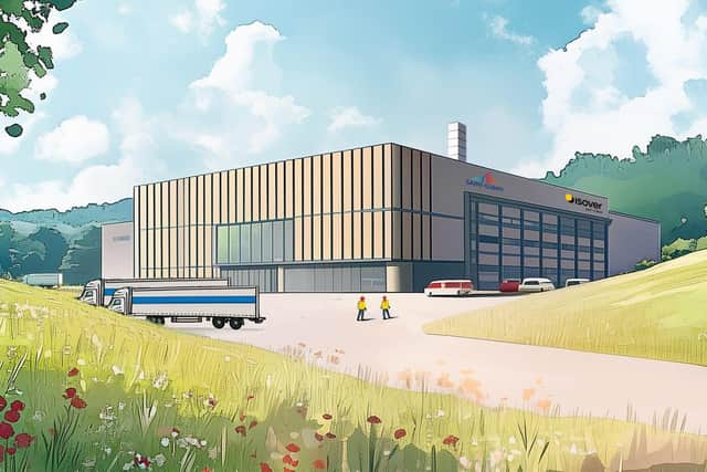 A computer image of what the planned new Saint Gobain factory will look like at Holwell