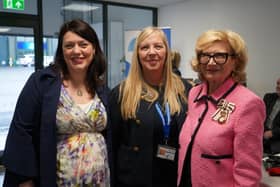 MP Alicia Kearns; MD Deborah Crate; and the Lord-Lieutenant of Rutland, Dr. Sarah Furness; at the open day for Support & Connections