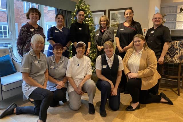 Some of the staff at Wilton Manor care home in Melton Mowbray with home manager Helen Cooke (back row, third from right)