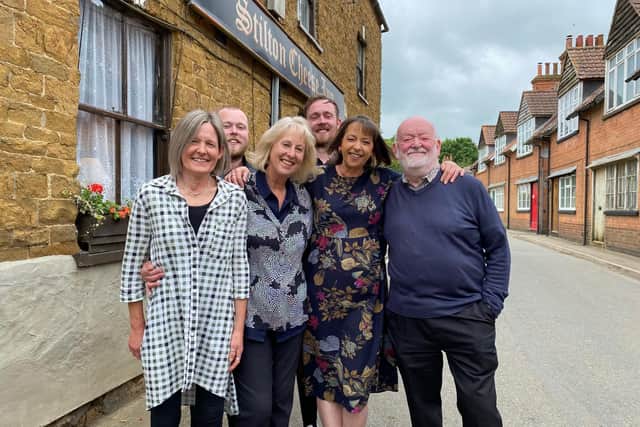 Jeff and Carol Evans with daughters Claire and Lynne and grandsons Lewis and Sam celebrate winning the Melton CAMRA award yet again