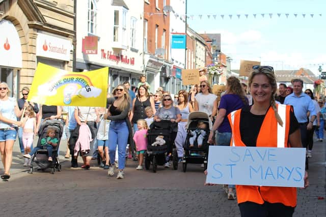 The protest march through Melton Mowbray on August 30 in support of St Mary's Birth Centre